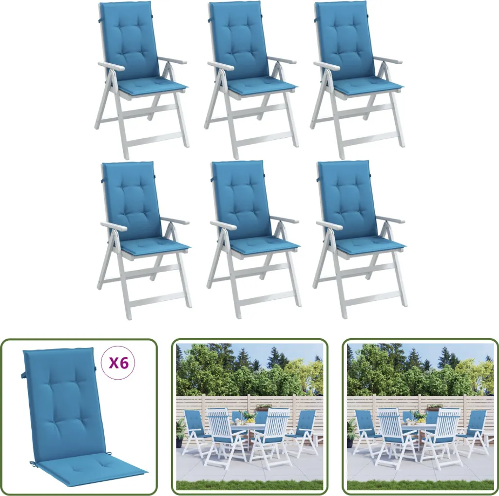 Cuscini Schienale Alto 4 pz Blu Melange 120x50x4 cm | The Living Store