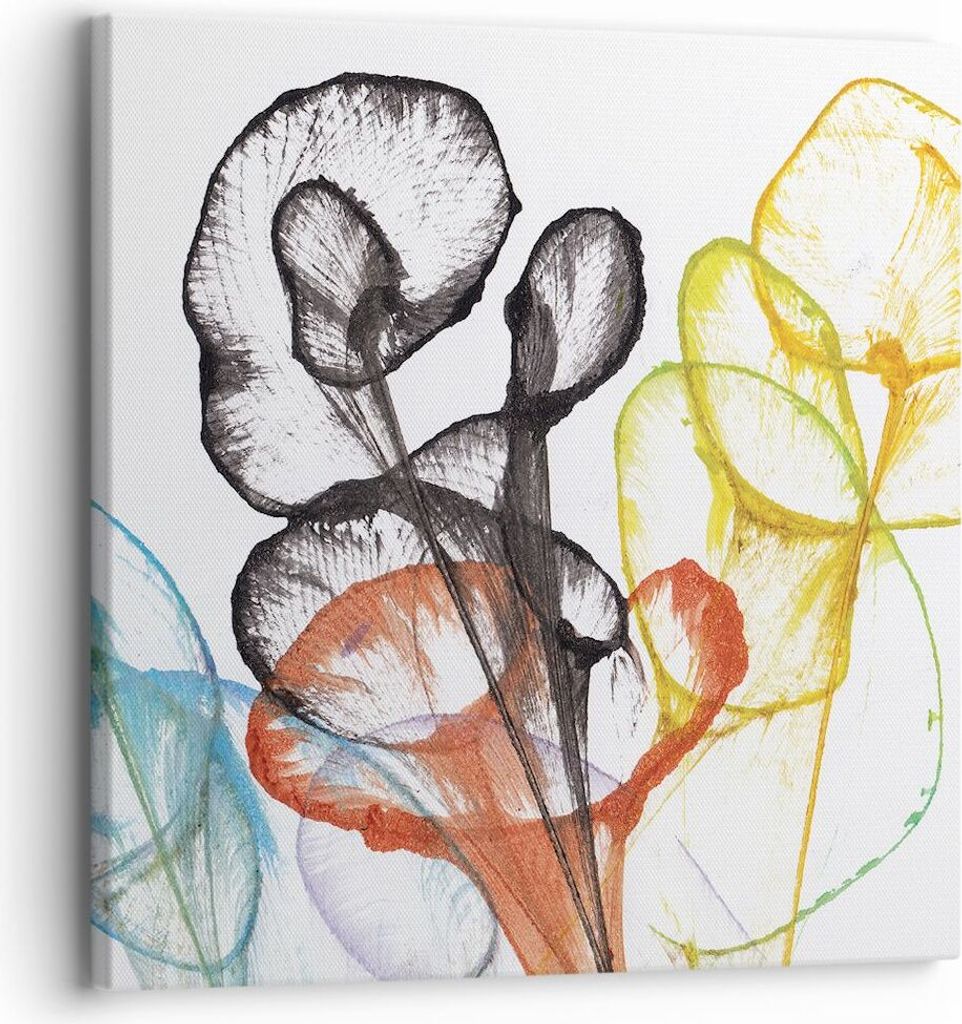 Bild auf Leinwand - Leinwandbild - Einteilig - Blumen Abstraktion Surrealismus - 30x30cm - Wand Bild - Wanddeko - Wandbilder - Leinwanddruck - Bild...
