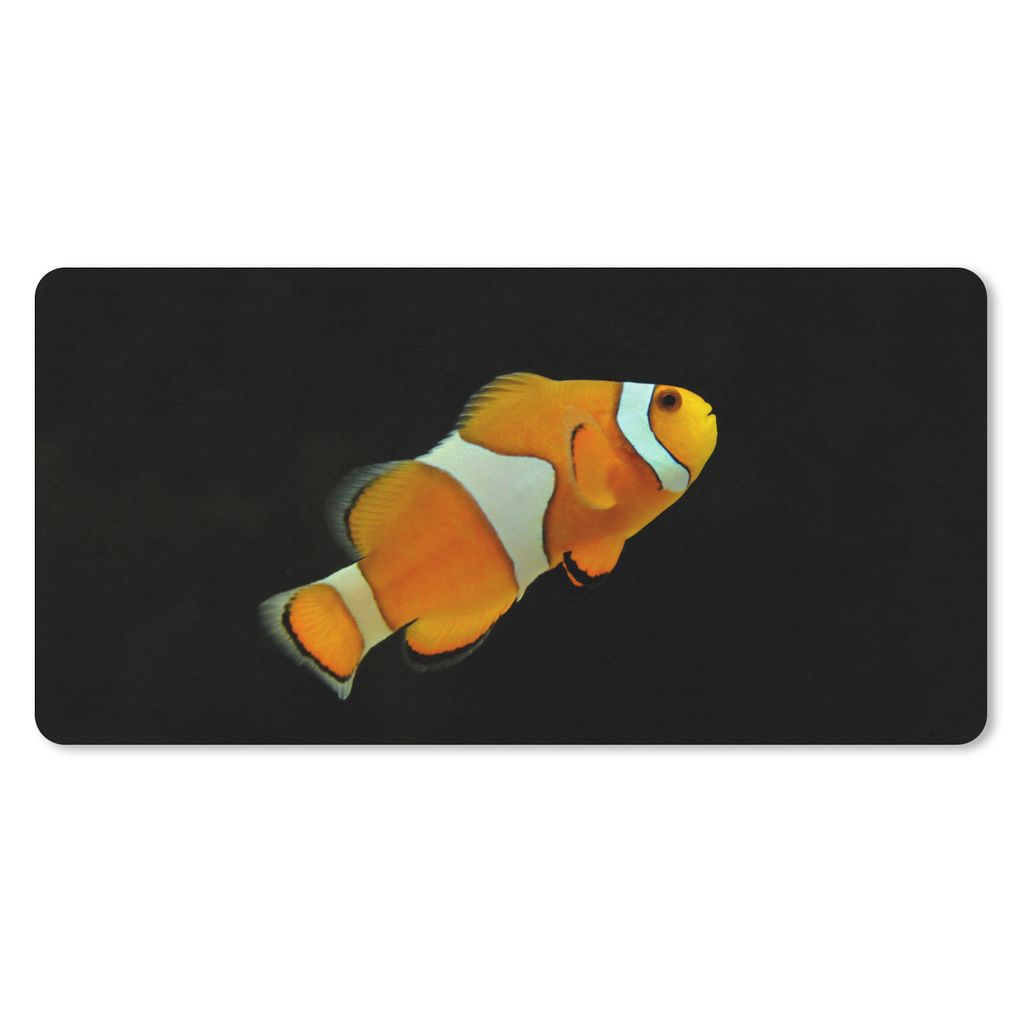 MuchoWow Schreibtischunterlage Fisch - Linie - Schwarz 80x40 cm - XXL Mauspad