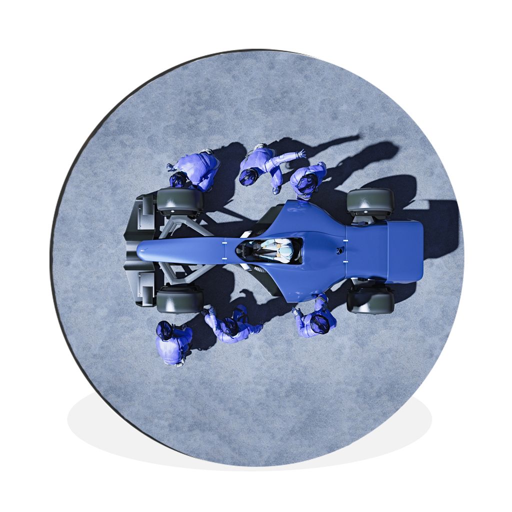 MuchoWow Aluminium Wandkreis Sport - Rennwagen - Blau Ø 60 cm Wanddeko Modern Wohnzimmer - Wand Kreis - Wandbild - Schlafzimmer - Aluminium Bild...
