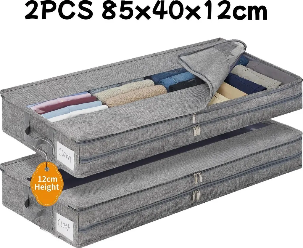 Sac de rangement pliable anti-poussière sous le lit avec zip renforcé