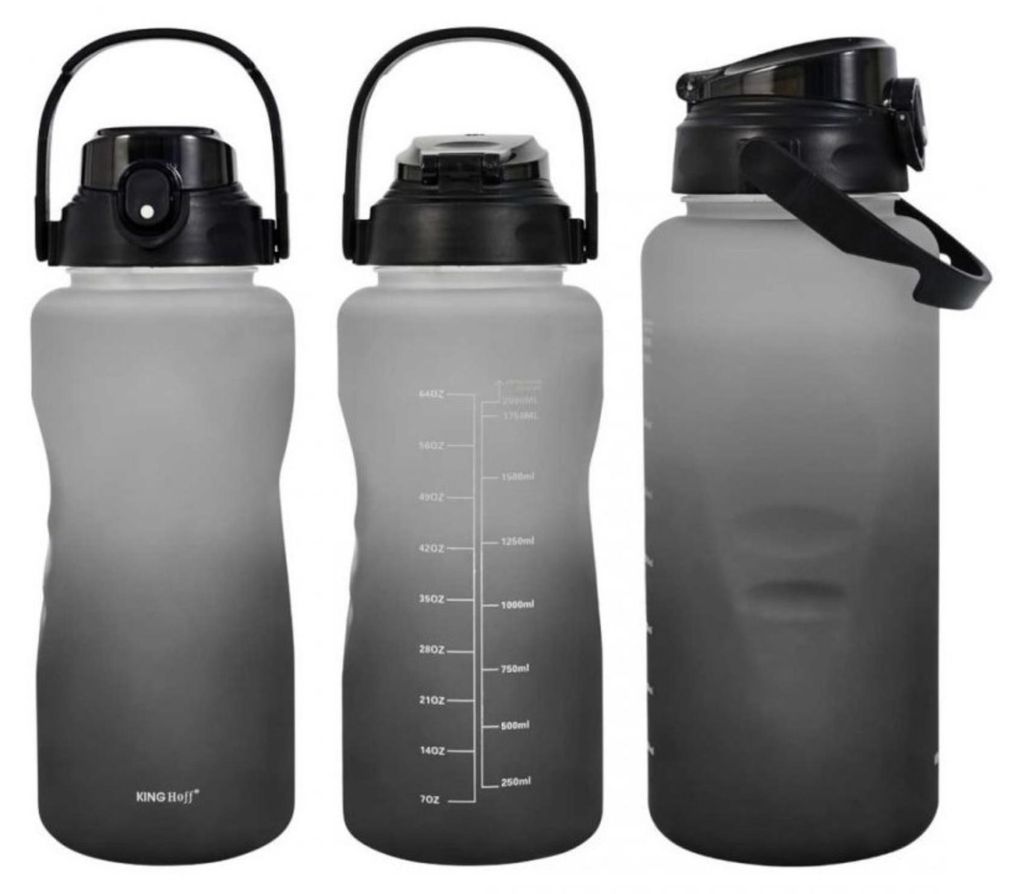 Trinkflasche Wasserflasche 2L, Mit Strohhalm, Bpa-Frei, Auslaufsicher, Kinghoff Kh-2009