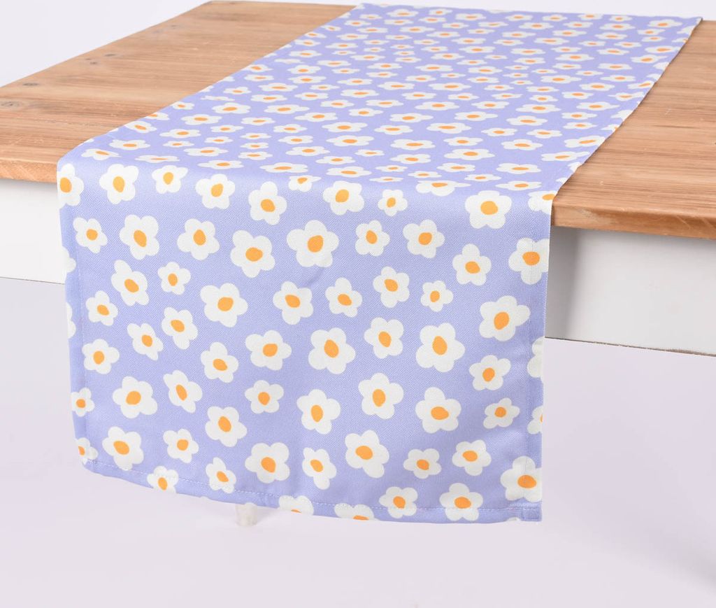 Tischläufer Blumenmeer Kunstfaser pastelllila oder rosa weiß 40x140cm