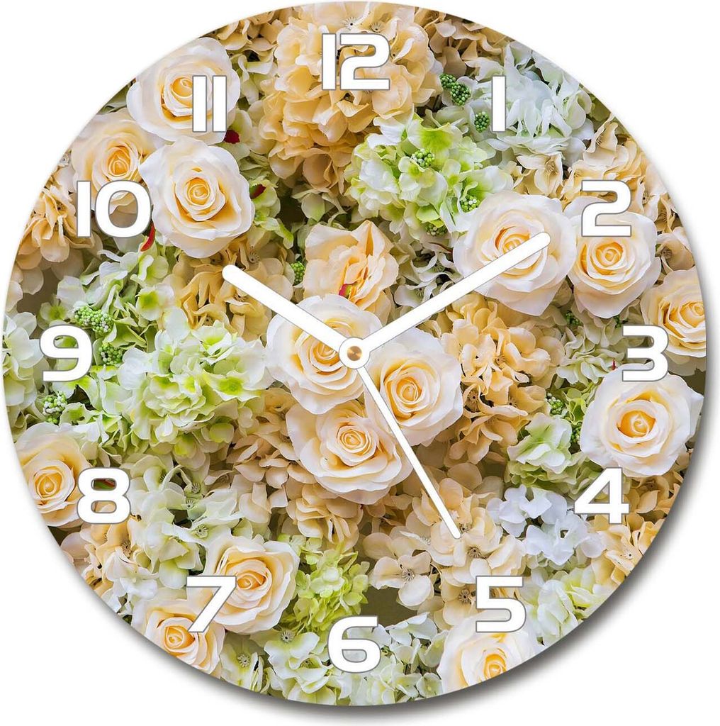 Wanduhr aus Glas 30fi Glasbild Glasuhr Gehärtetes Glas - weisse-zeiger - Roses