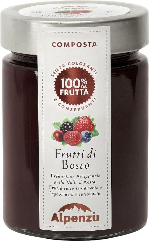 Composta di Frutti di Bosco 100 % da Frutta , Waldbeeren-Fruchtaufstrich aus 100% Frucht, 350g, Alpenzu