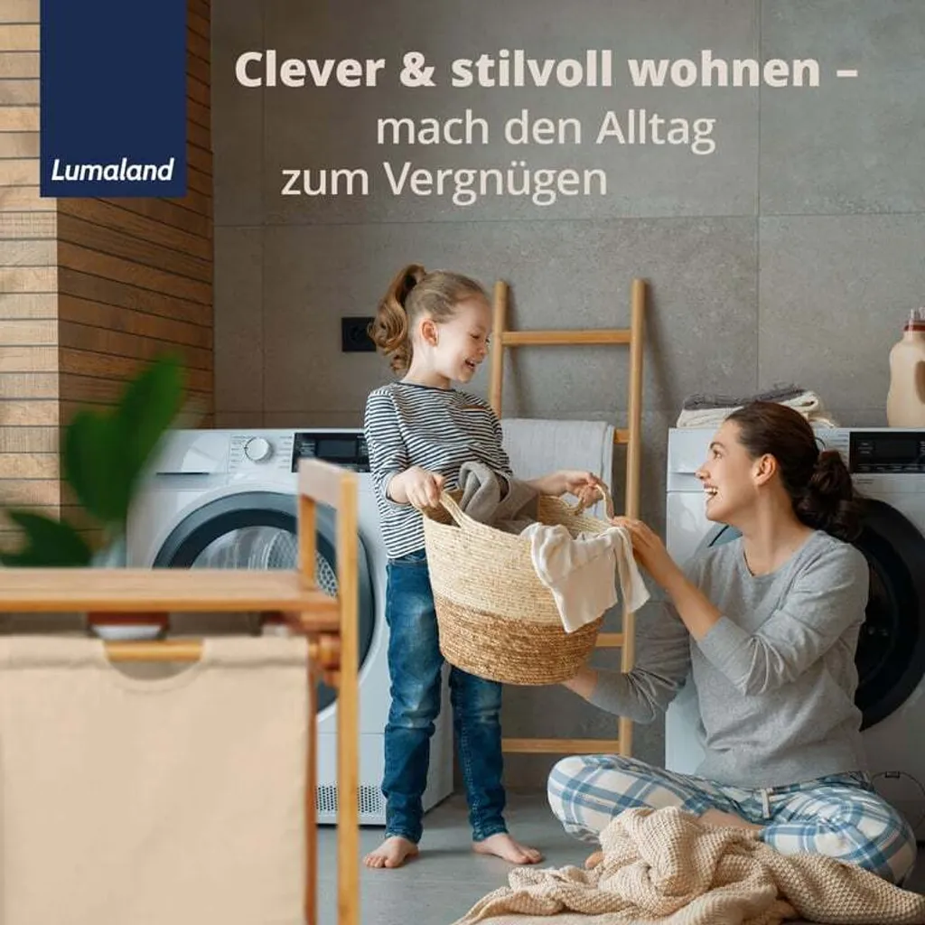Lumaland Panier à Linge en Bambou avec Sac Extensible 73 x 33 x 33 cm - 7