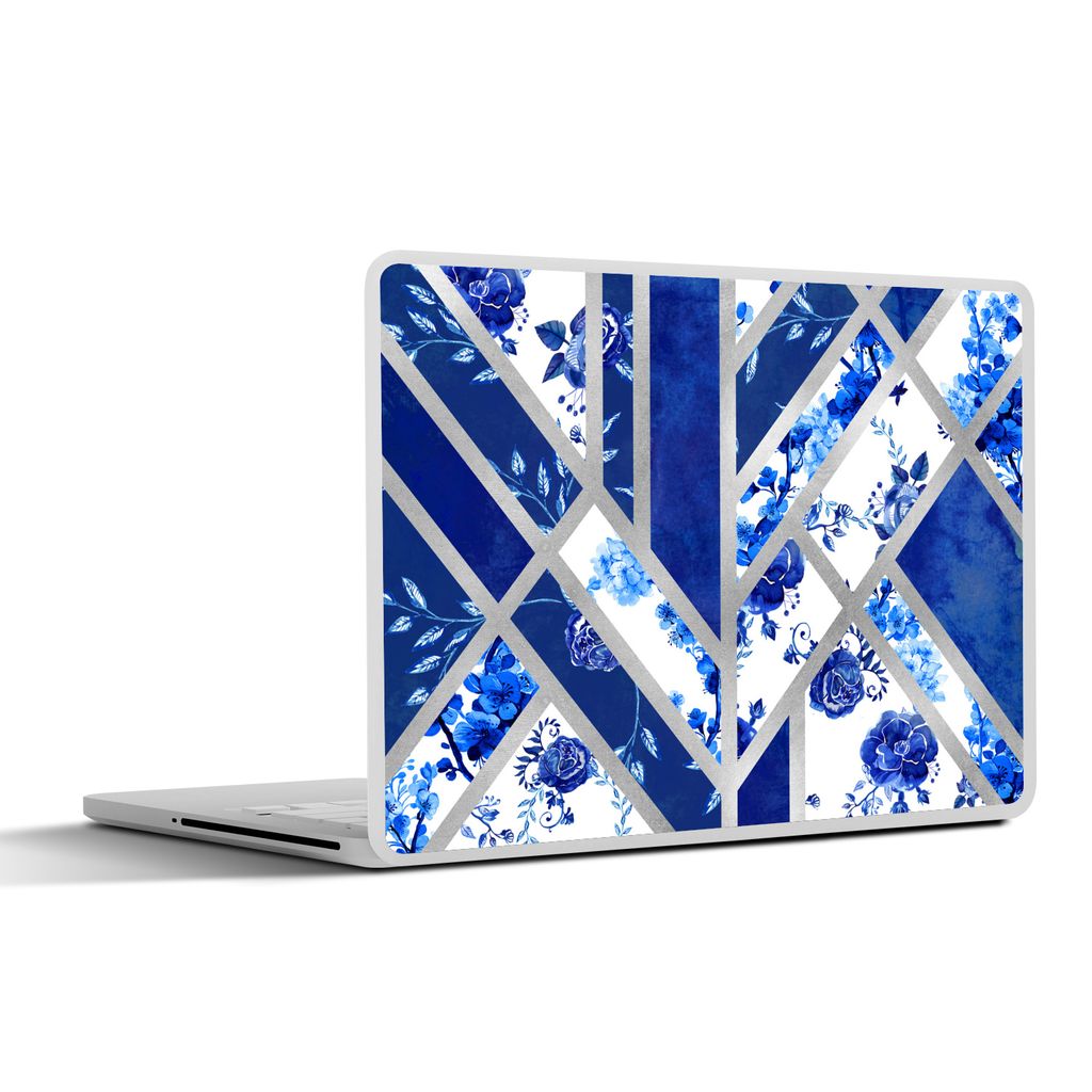 MuchoWow Laptop Aufkleber Sticker Cover Delfter Blau - Design - Abstrakt 30x22 cm - Laptop-Sticker