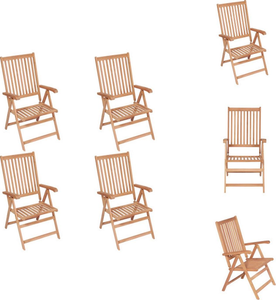 vidaXL Verstellbare Gartenstühle 4 Stk. Massivholz Teak - Gartenstühle