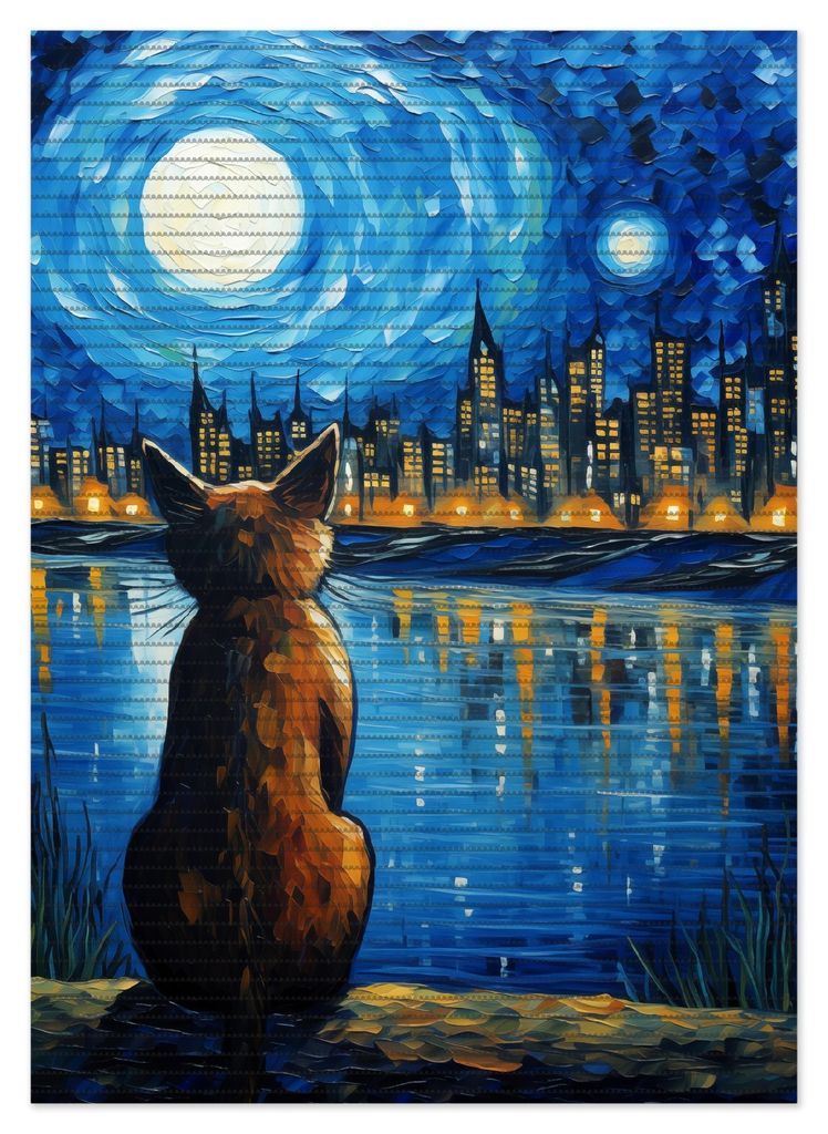 Wallario Duschmatte Antirutschmatte Badmatte Fußmatte Katze im Mondschein, Größe ca. 70 x 50 cm