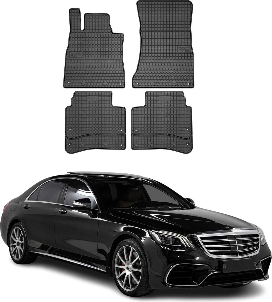 OMAC Gummi Fußmatten für Mercedes S Klasse W222 SD 2013-2020 Matten Schwarz 4x