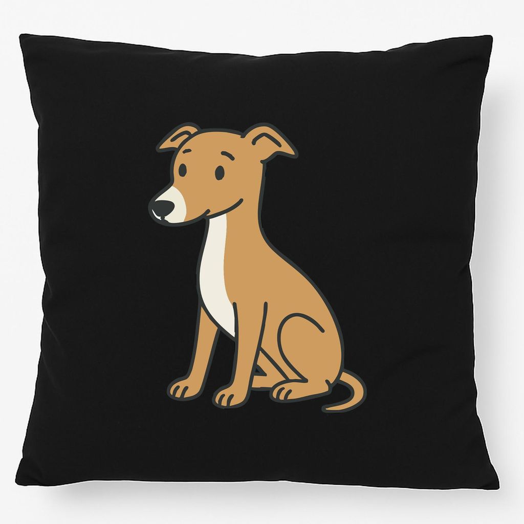 Huuraa Kissen Whippet Comic Whippi 40x40cm mit Füllung Black Baumwolle Dekokissen Geschenkidee