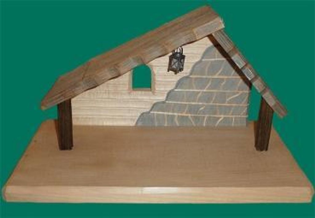 Holzhaus Krippenhaus geschnitzt mit Laterne Höhe 6cm NEU