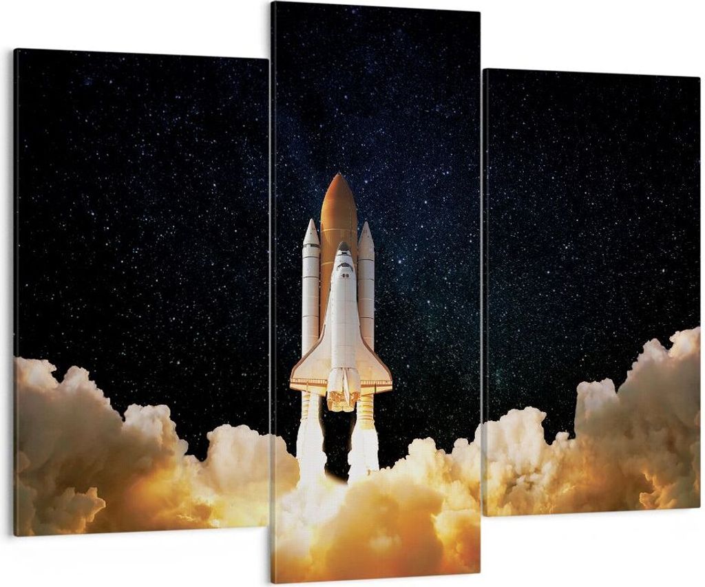 Bild auf Leinwand - Leinwandbild - 3 Teile - Abheben Rakete Kosmos - 130x100cm - Wand Bild - Wanddeko - Wandbilder - Leinwanddruck - Bilder - Wandd...