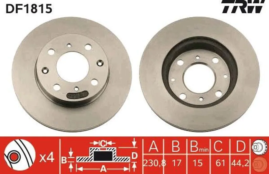 Disque de frein TRW pour entretien de Honda Civic et Insight (2001+)