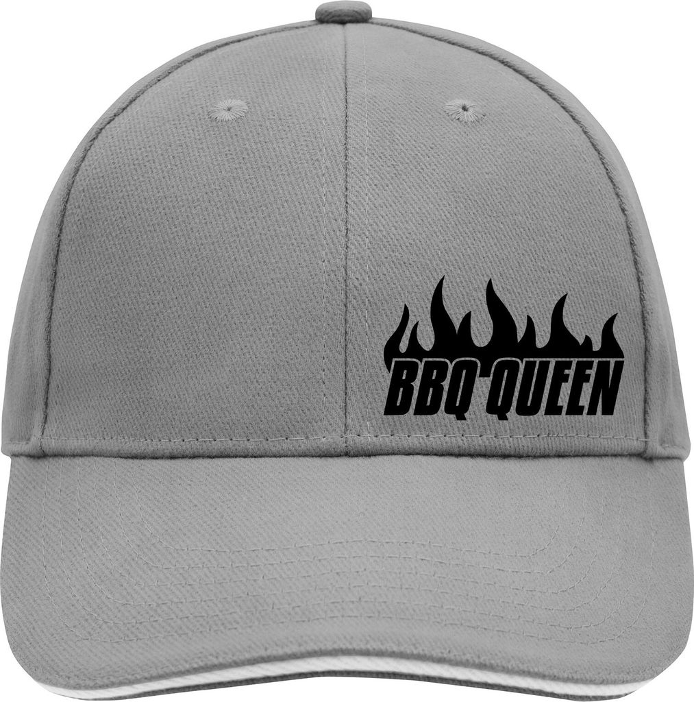 Huuraa Cappy Mütze BBQ Queen Flammen Dark Grey/White Baumwolle 6-Panel Kappe Geschenkidee
