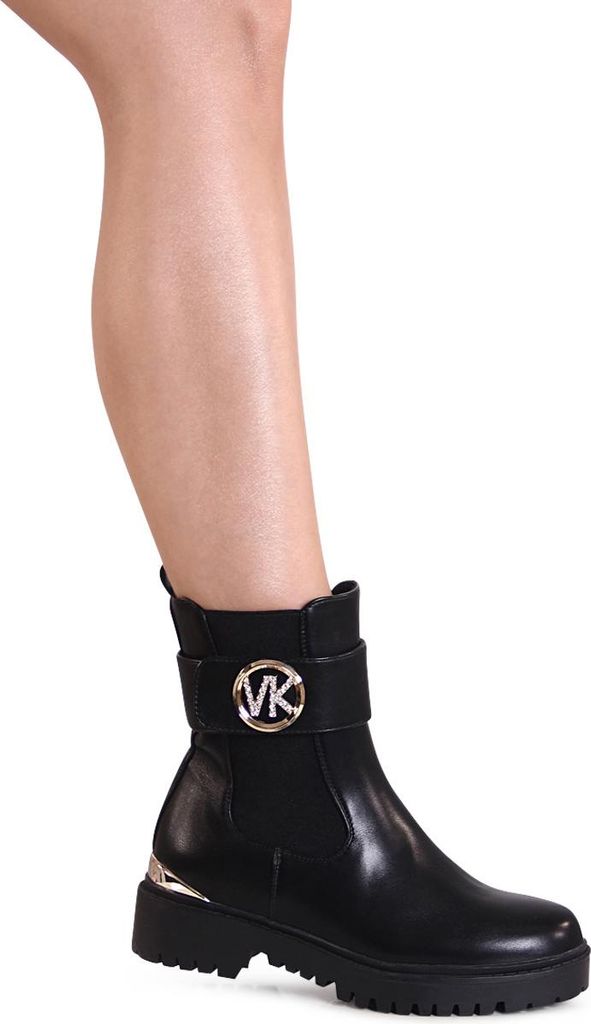 topschuhe24 3197 Damen Plateau Stiefeletten Glitzer Chelsea Boots , Farbe:Schwarz, Größe:36 EU