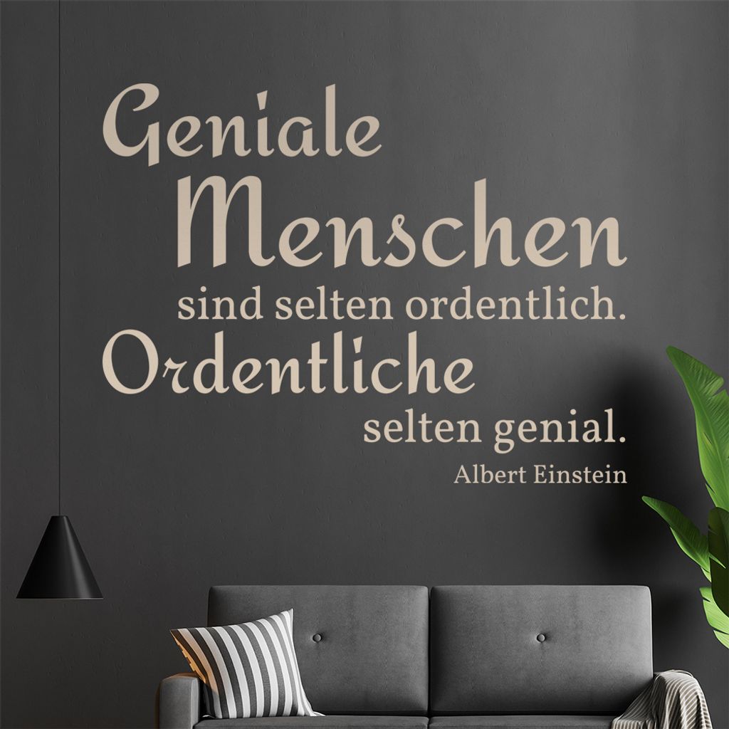 Geniale Menschen sind selten ordentlich... Wandtattoo in 6 Größen - Wandaufkleber Wall Sticker - Dekoration, Küche, Wohnzimmer, Schlafzimmer, Ba...