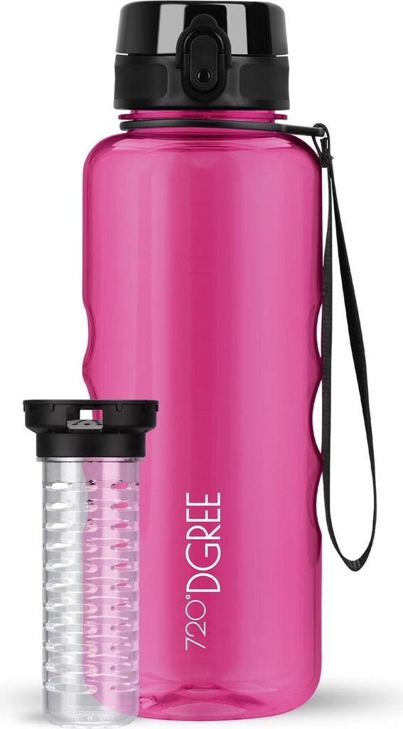 uberBottle crystalClear Trinkflasche mit Fruchtbehälter 1500ml / Fuchsia Pink/ 720DGREE