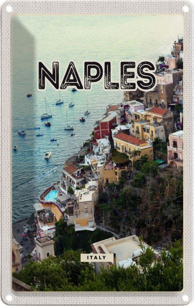 vianmo Blechschild 30x20 cm Naples Italy Neapel Italien Panorama Bildmotiv Reisemotiv Abenteuer Reisen Urlaub