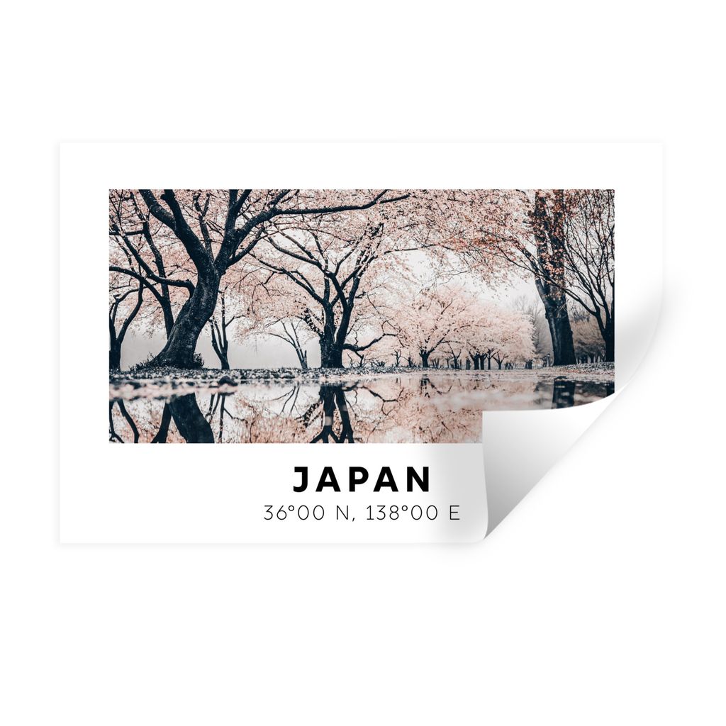MuchoWow Wandtattoo Wandsticker Wandaufkleber Sakura - Japan - Frühling 60x40 cm Selbstklebend und Repositionierbar - Wierderverwendbar - Selbst...
