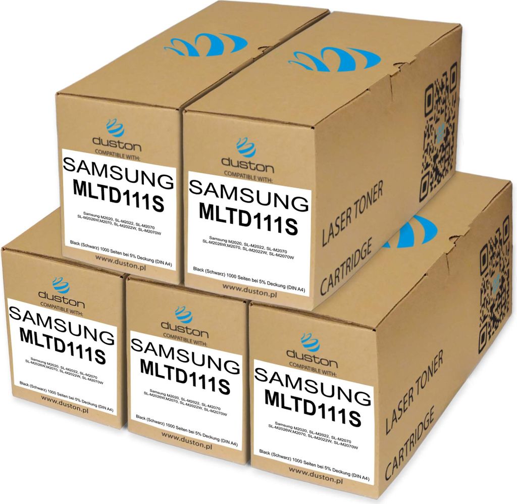 5x MLTD111S, MLT-D111S Toner Druckertoner Patrone Schwarz kompatibel mit Samsung Xpress SL-M2020 M2020W M2022 M2022W M2070 M2070F M2070FW m2070W