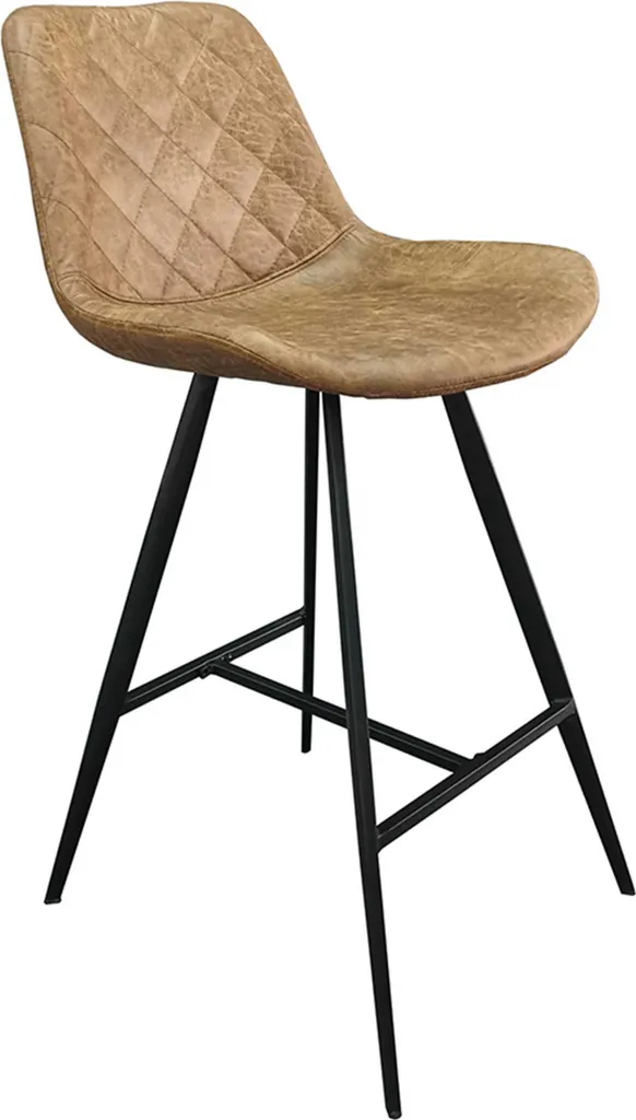Tabouret de bar fixe Alizette 103 cm cognac pour îlot de cuisine chic