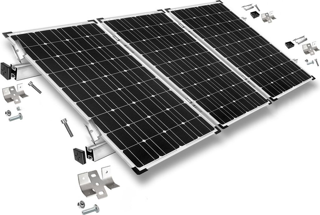 Befestigungskit mit Trapezklemmen für Blechdach 3 Solarpanel Rahmenhöhe 35mm