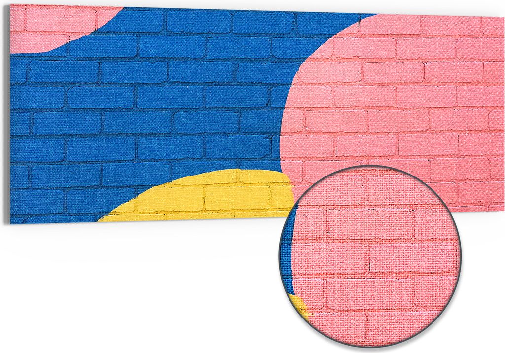 DEQORI Hybrid Leinwand Bild 150x60 cm 'Bogen & Blöcke' Wandbild Glas flach modern