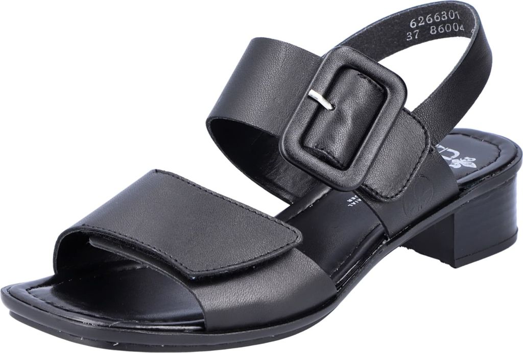 Rieker Damen Sandaletten Sandalen Blockabsatz 62663, Größe:38 EU, Farbe:Schwarz
