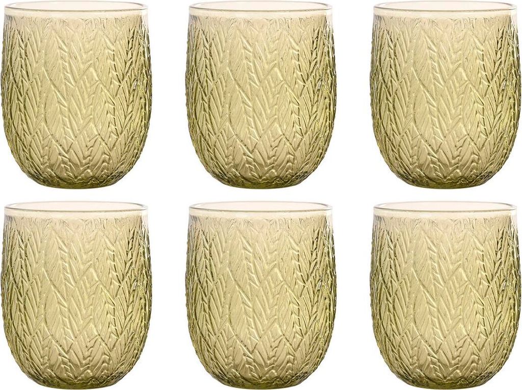 Gläserset Home ESPRIT grün Kristall Mit Relief 360 ml (6 Stück)