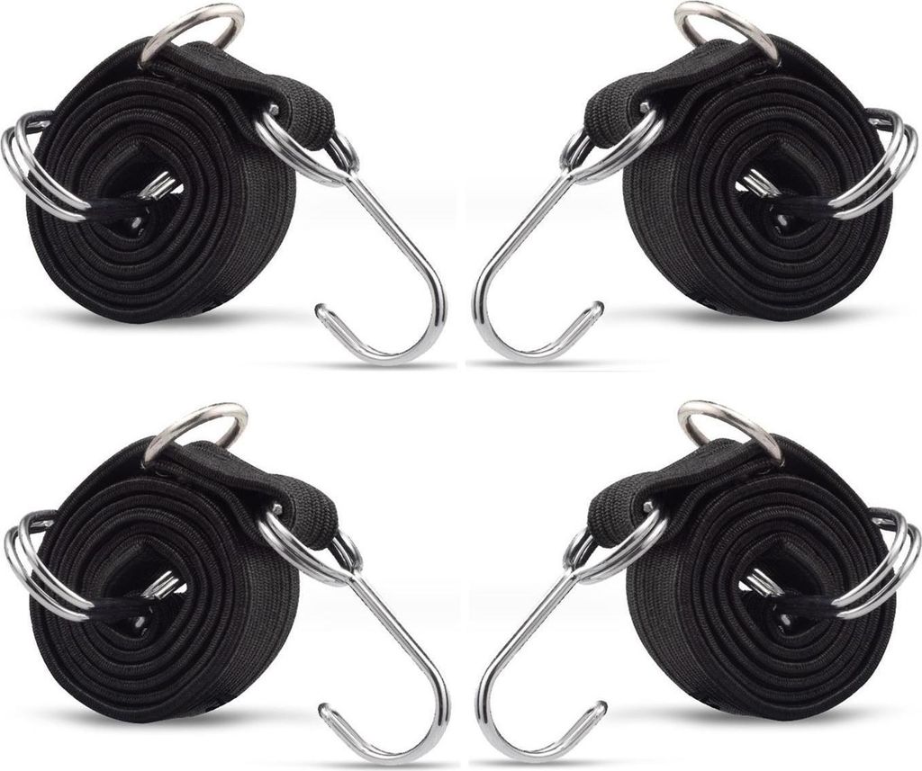 4er Set Fahrrad Gepäckspanner | 0,5m Spanngurt Gepäckträger | Fahrradträger Spanngummi | Gepäckgummi mit Doppel Metallhaken | Gepäckspanner -...