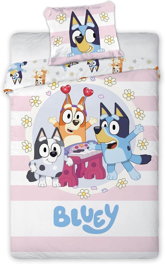 Bluey, Bingo & Muffin Baby Bettwäsche Set 2 tlg. 100x135 cm Produktbild 