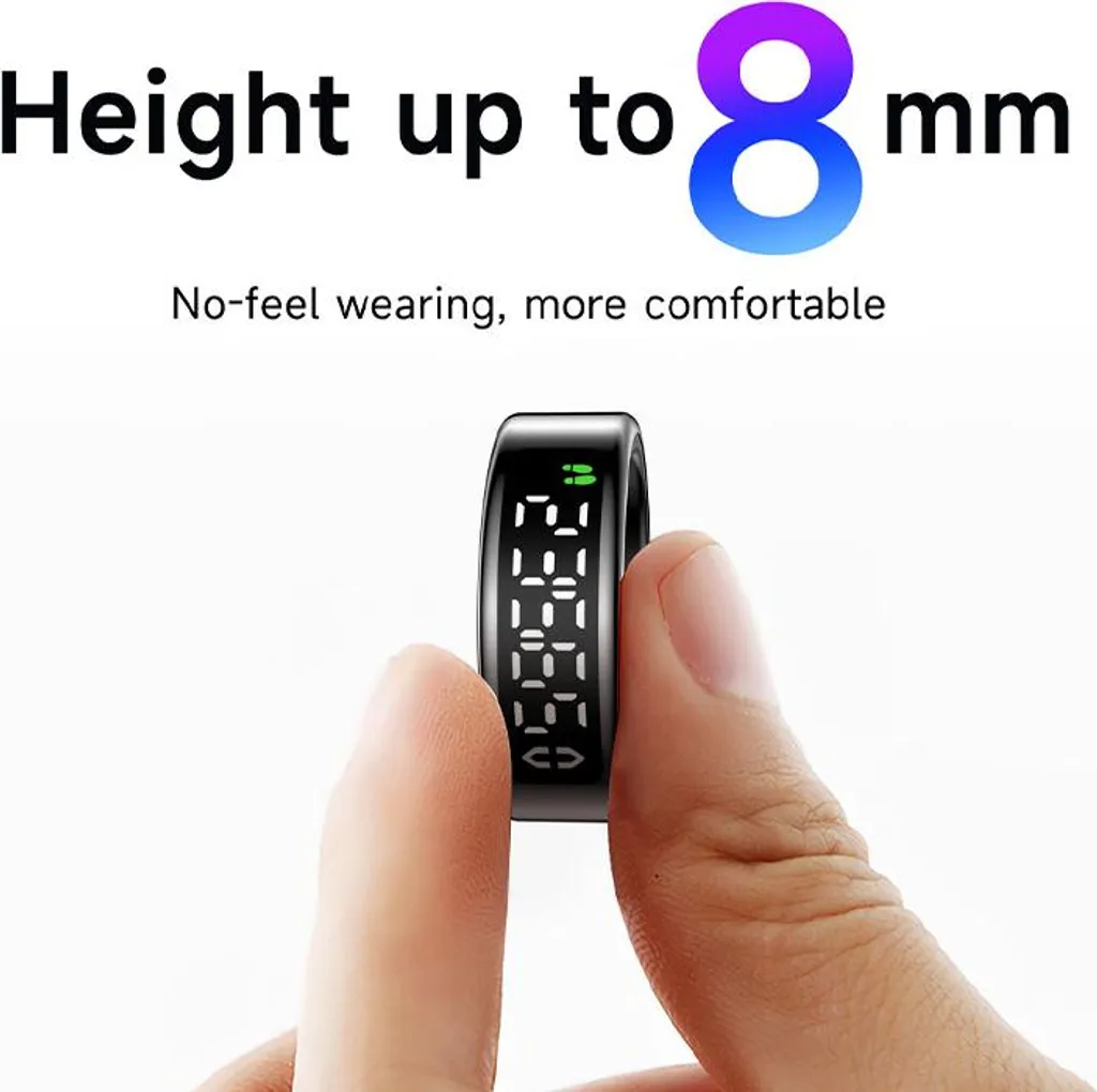 Smart Ring INF Nero Taglia 13: Tracker Biometrico Acciaio Inox - 18