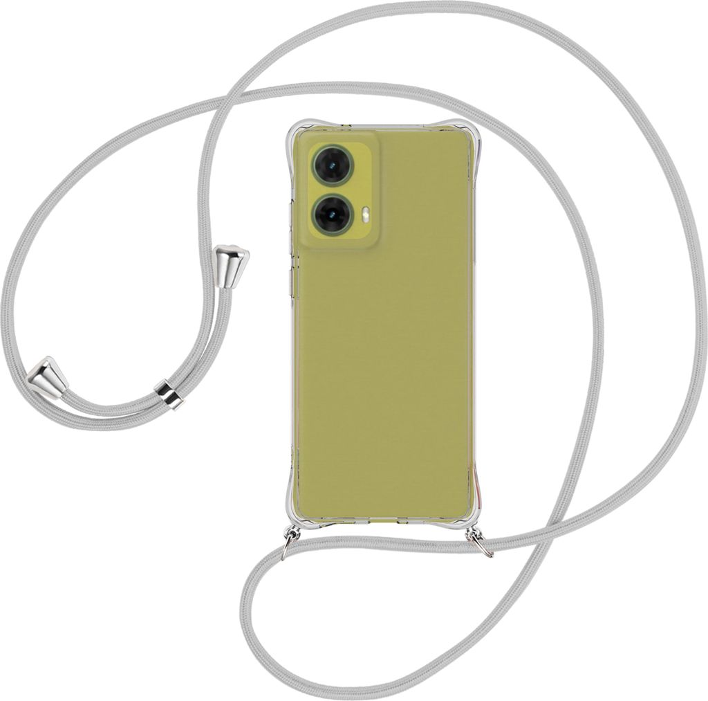Handykette Backcover-Schutzhülle mit Band (Metall silberfarben) für Motorola Moto G85 5G - silbergrau