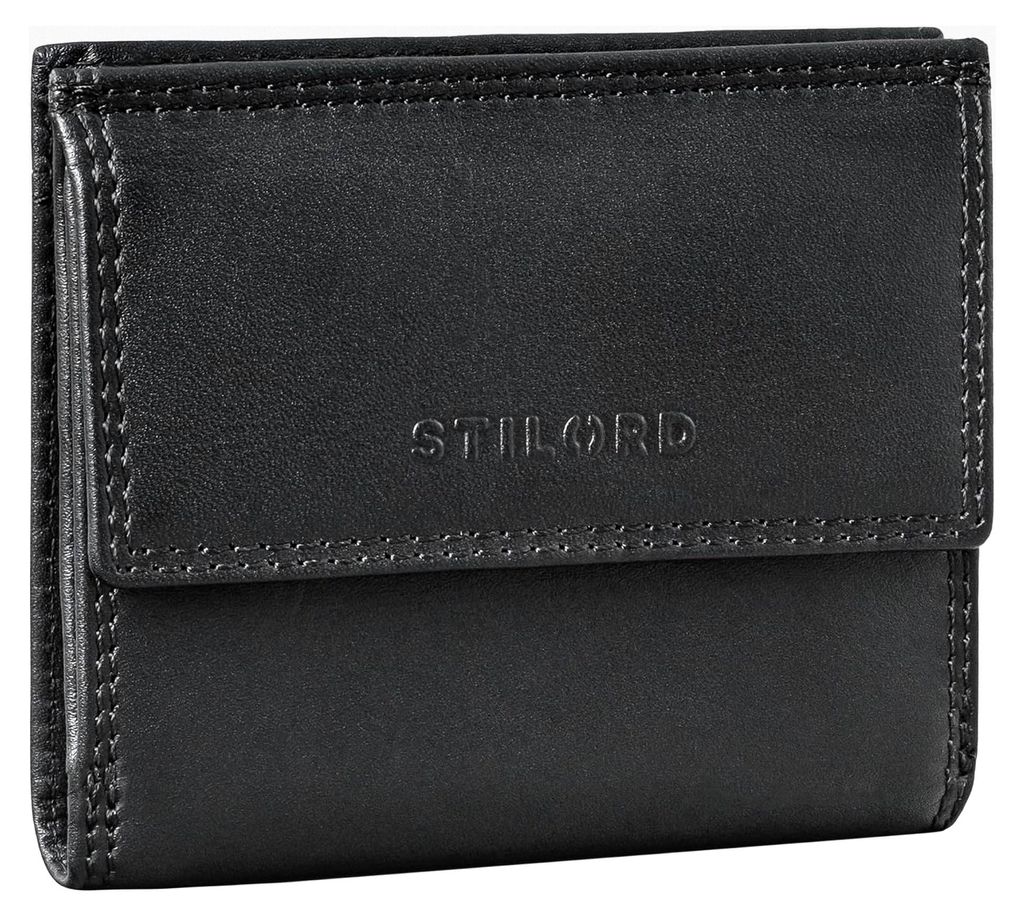 Vintage Leder Geldbörse Klein mit RFID Geldbeutel für Herren und Damen, Slim Wallet mit Münzfach, Echtleder Brieftasche in Schwarz mit Geschenk-Box