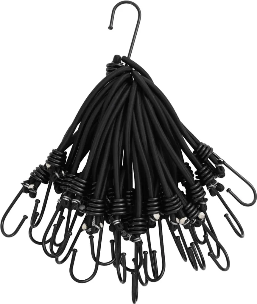 Elastique de Serrage 17 cm Haute Résistance avec Crochet Acier - 25 Pcs