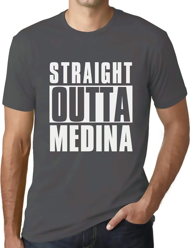 Herren Grafik T-Shirt Direkt aus Medina – Straight Outta Medina – Öko-Verantwortlich Vintage Jahrgang Kurzarm Lustige Druck Geburtstag Geschen...