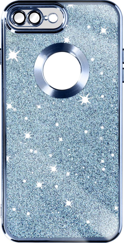 Apple iPhone 7 Plus / 8 Plus Glitter Silikonhülle mit Chromumrandung – Blau