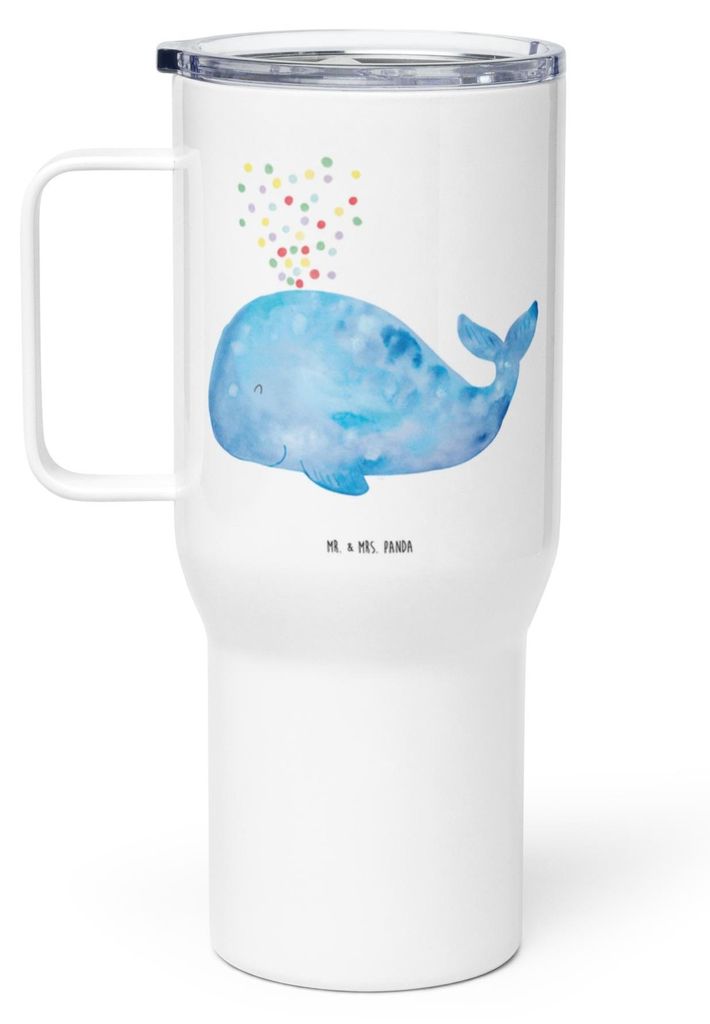 Mr. & Mrs. Panda thermosbecher Wal Konfetti - Weiß - Geschenk, Trennung, Thermobecher, Meer, Motivation, Teetasse, Mehrwegbecher, Geburtstag, Abne...