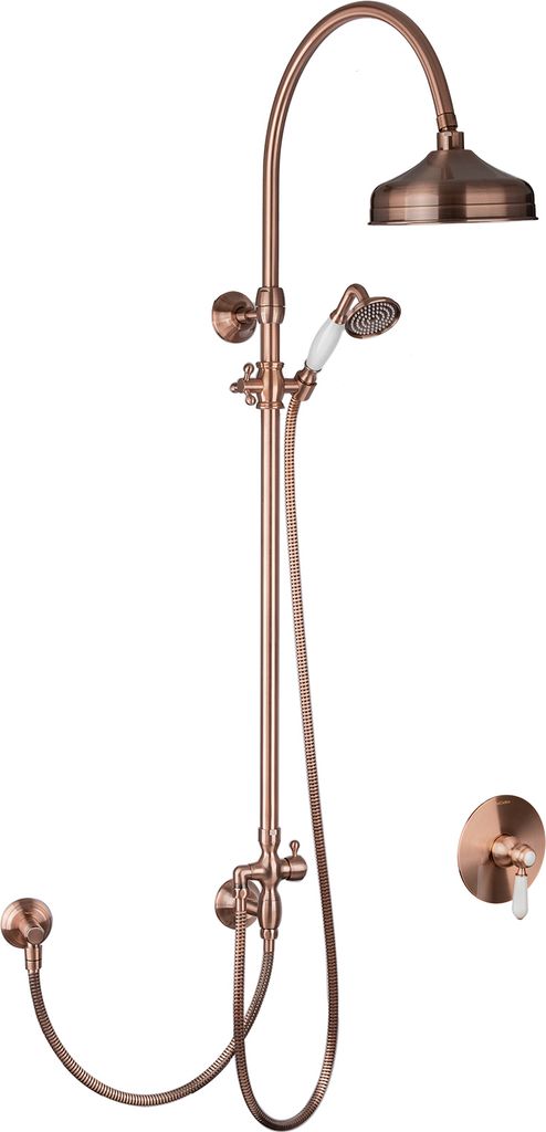 PaulGurkes Dusch-Set mit Unterputz-Armatur Kupfer Nostalgie Retro Duschsystem