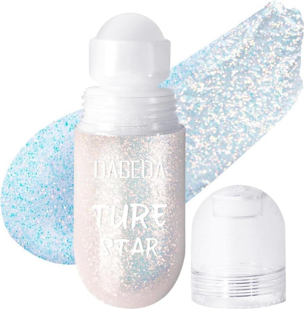 Glitter Roll-on Body Gel Festival Rave Haar Makeup Schimmer Blau