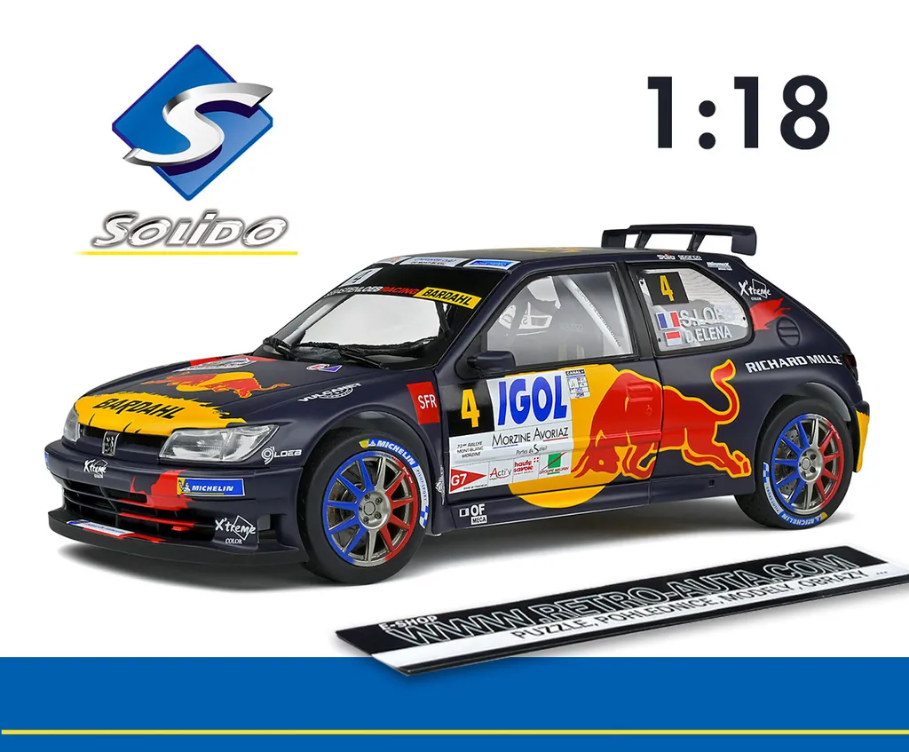 Réplique Peugeot 306 Maxi 1/18 Solido Haute Fidélité Loeb Elena #4
