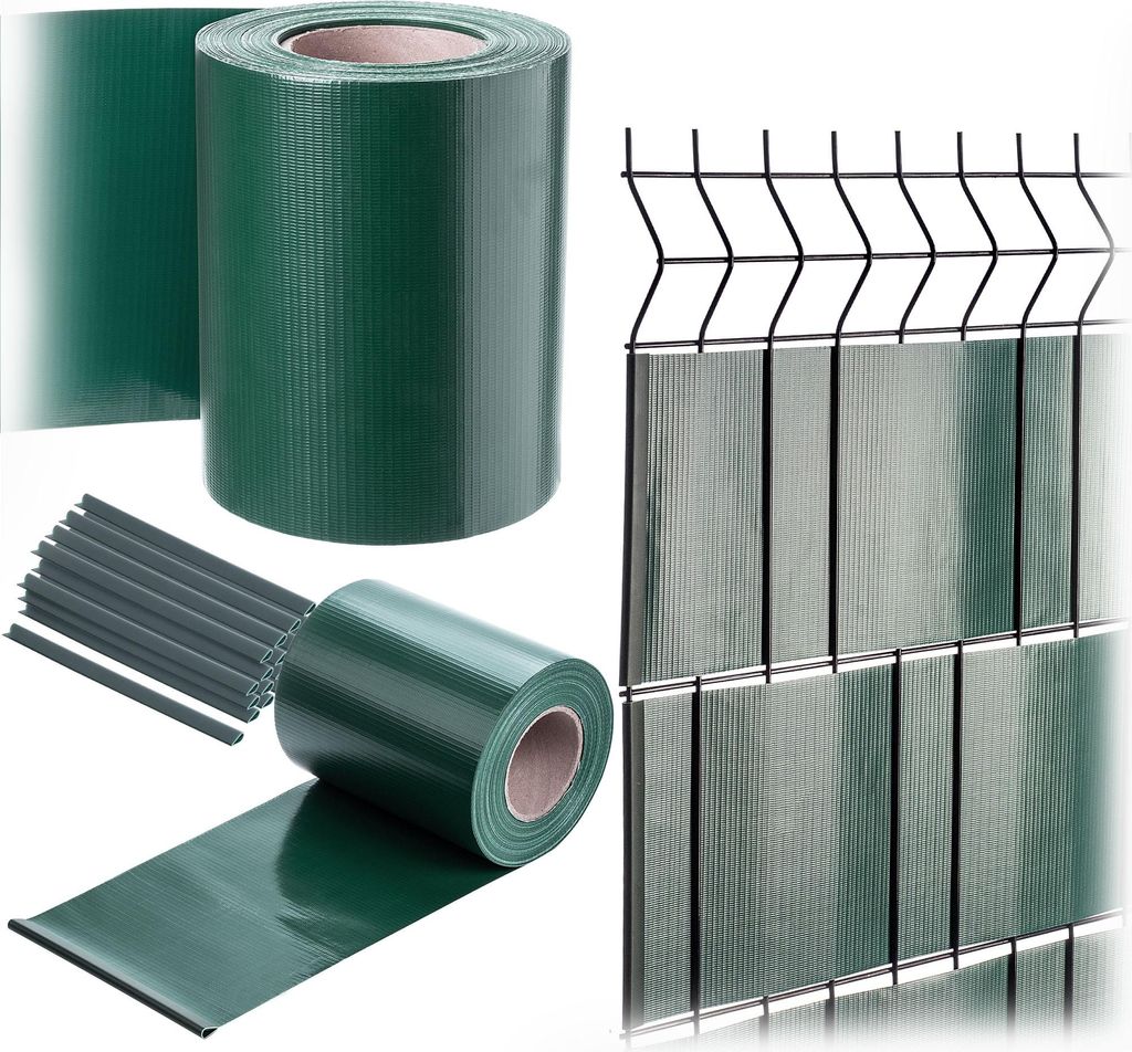 KADAX PVC Sichtschutzstreifen 35 m x 19 cm, Grün für Doppelstabmatten Zaun, Sichtschutz mit 20 Befestigungsclips, Windschutz, Zaunfolie für Stab...