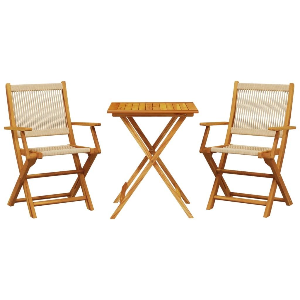 vidaXL 3-tlg. Bistro-Set Beige Polypropylen und Massivholz Produktbild 