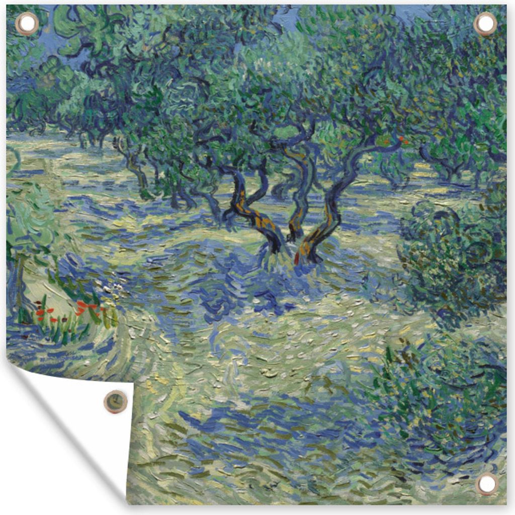 MuchoWow 100x100 cm Outdoor-Poster Gartendeko Sichtschutz Garten Poster für den Garten Der Olivenhain - Gemälde von Vincent van Gogh