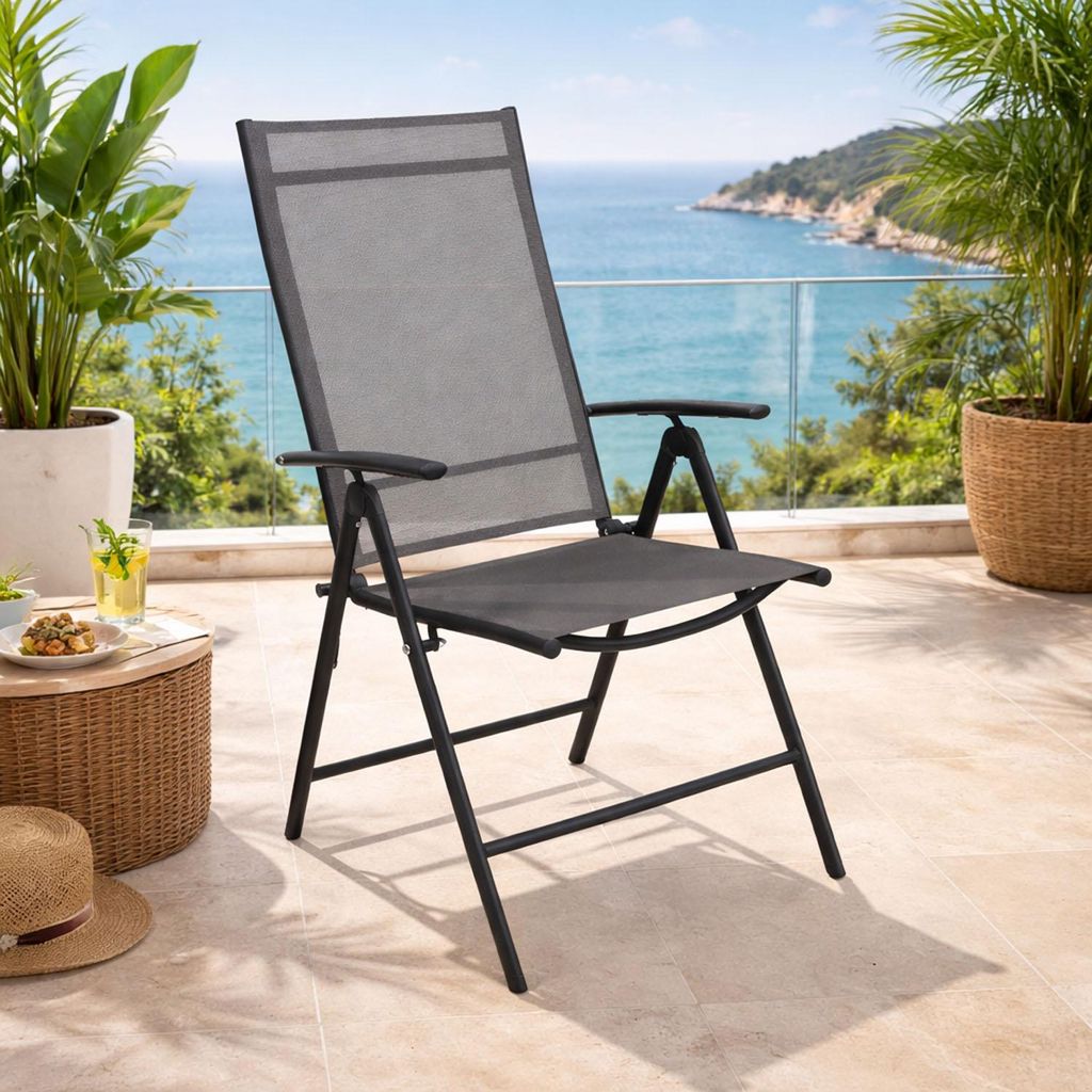 Garten Klappstuhl Metall - Textilen Anthrazit 7 Positionen