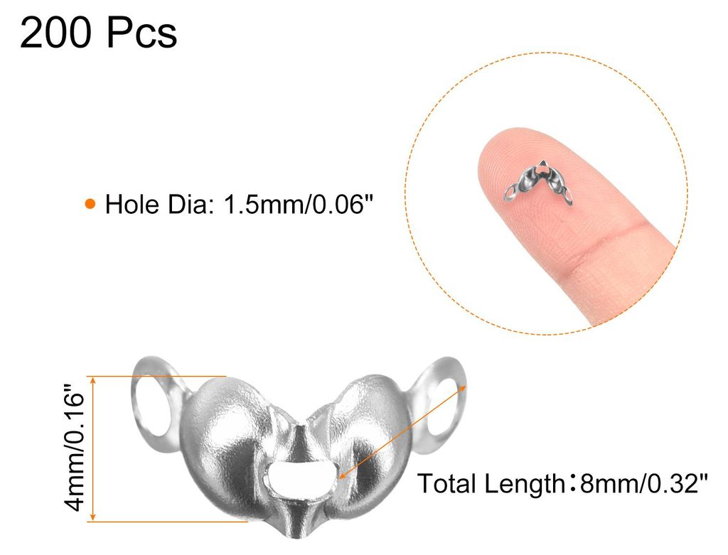 200Stk Offene Perlen Spitzen Knoten Abdeckungen 1.5mm Metall Zweischalig Crimpen Aufklappbare Kalotte Ende Kappen fš¹r Schmuck Herstellung DIY Ha...