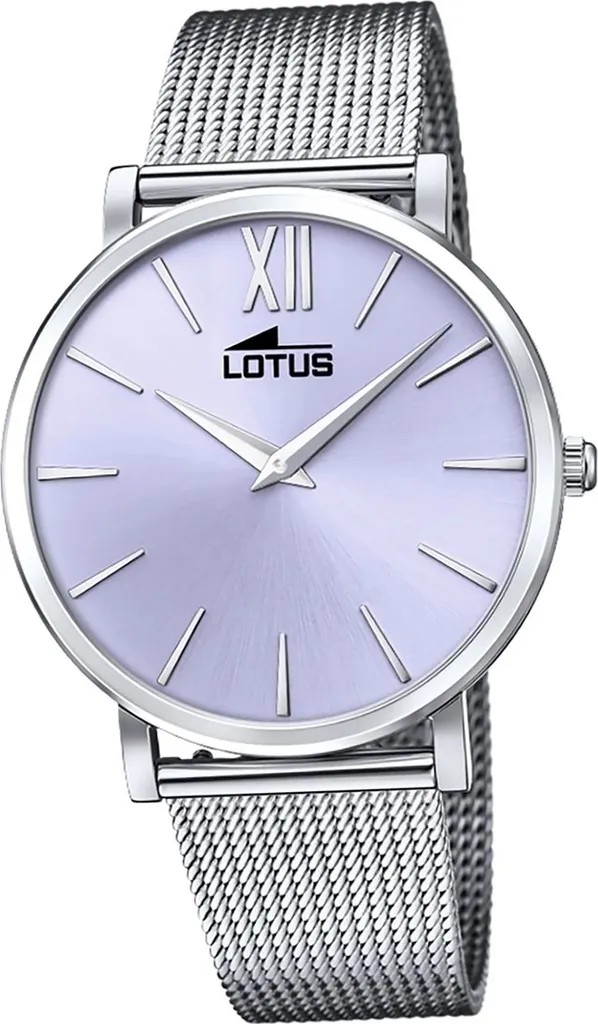 Montre femme argentée chic Lotus, boîtier acier et cadran analogique