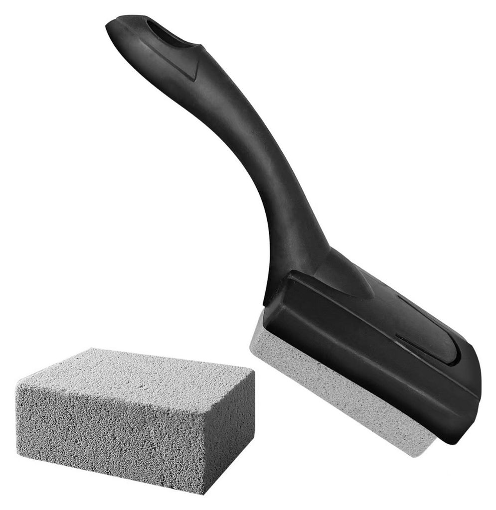 Grillreinigungsstein mit ergonomischem Griff, leistungsstarker Reiniger für Grillreste aus Hartmetall, entfernt Speisereste und Grillschwamm