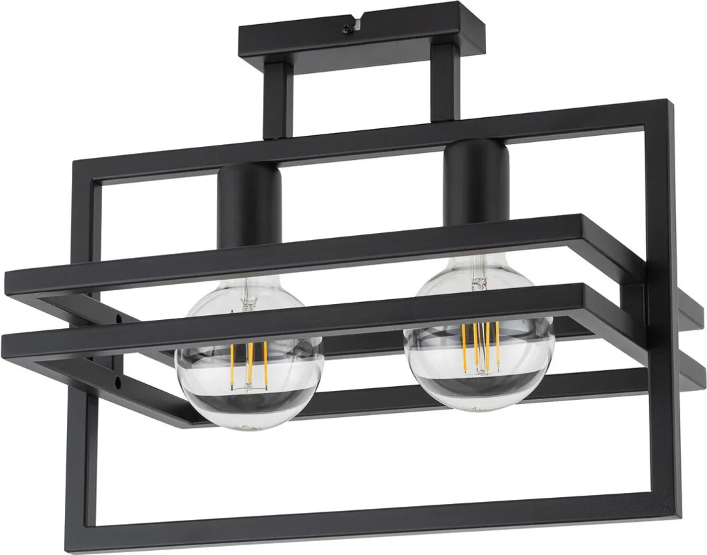 Plafonnier Double E27 Métal Noir 34x40cm - Éclairage Design IP20 Sigma